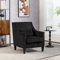 Fauteuil d'appoint moderne noir avec pieds en bois d'hévéa