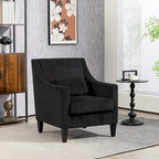 Fauteuil d'appoint moderne noir avec pieds en bois d'hévéa
