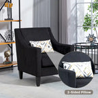 Fauteuil d'appoint moderne noir avec pieds en bois d'hévéa