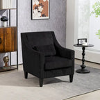 Fauteuil d'appoint moderne noir avec pieds en bois d'hévéa