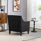 Fauteuil d'appoint moderne noir avec pieds en bois d'hévéa