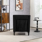 Fauteuil d'appoint moderne noir avec pieds en bois d'hévéa
