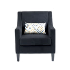 Fauteuil d'appoint moderne noir avec pieds en bois d'hévéa