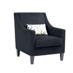 Fauteuil d'appoint moderne noir avec pieds en bois d'hévéa