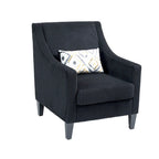 Fauteuil d'appoint moderne noir avec pieds en bois d'hévéa