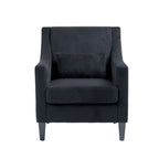 Fauteuil d'appoint moderne noir avec pieds en bois d'hévéa
