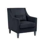 Fauteuil d'appoint moderne noir avec pieds en bois d'hévéa