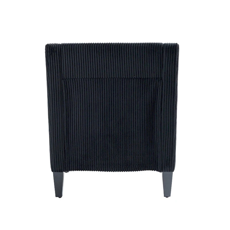 Fauteuil d'appoint moderne noir avec pieds en bois d'hévéa