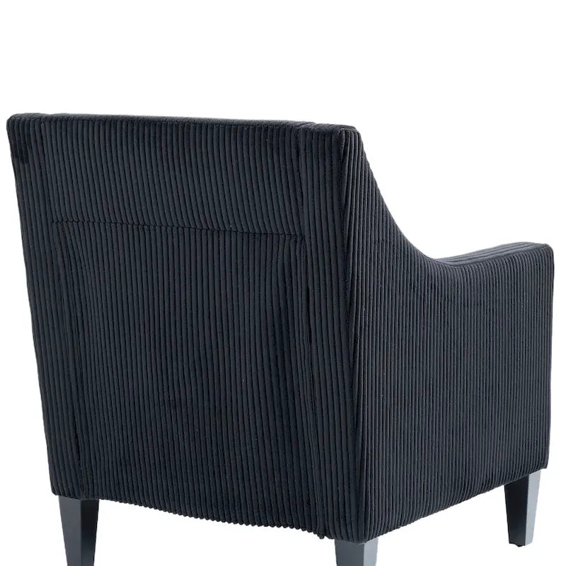 Fauteuil d'appoint moderne noir avec pieds en bois d'hévéa