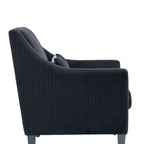 Fauteuil d'appoint moderne noir avec pieds en bois d'hévéa
