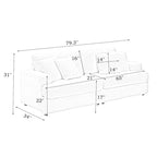Canapé 3 places en velours côtelé de 201 cm avec 4 coussins de décoration et coussin à ressorts – Blanc