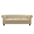 Canapé chesterfield 3 places en velours beige