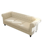 Canapé chesterfield 3 places en velours beige