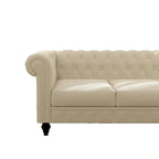Canapé chesterfield 3 places en velours beige