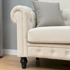 Canapé chesterfield 3 places en velours beige