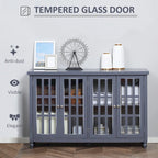 Buffet bahut moderne avec portes en verre trempé et étagères réglables