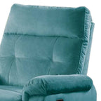 Fauteuil inclinable manuel, velours bleu capitonné, bois massif