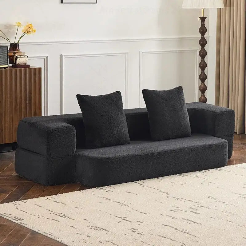 Canapé de sol transformable avec poufs ottomans
