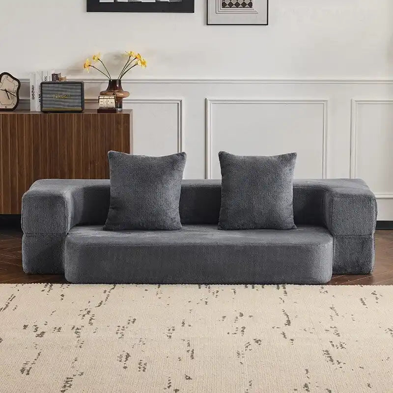 Canapé de sol transformable avec poufs ottomans