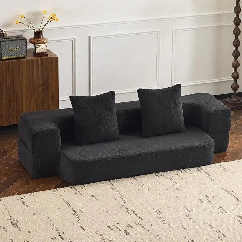 Canapé de sol transformable avec poufs ottomans