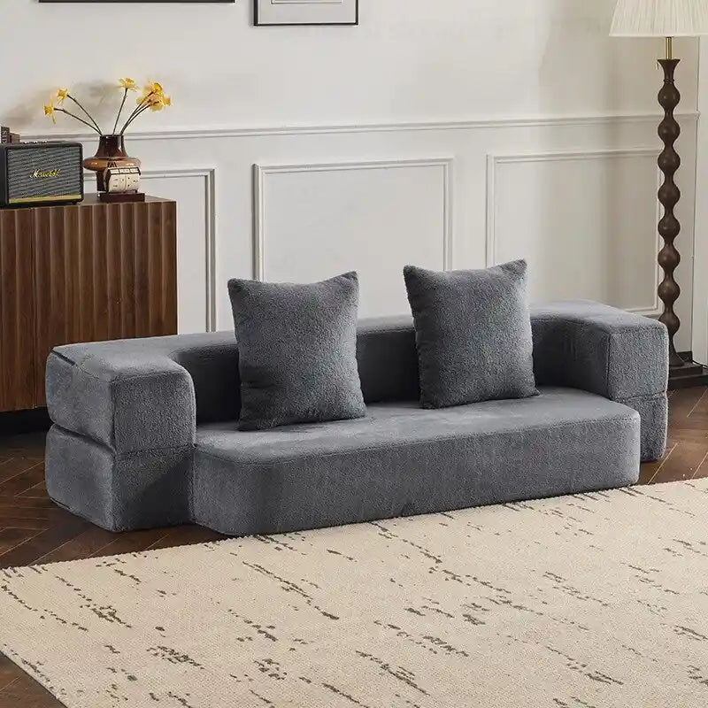 Canapé de sol transformable avec poufs ottomans