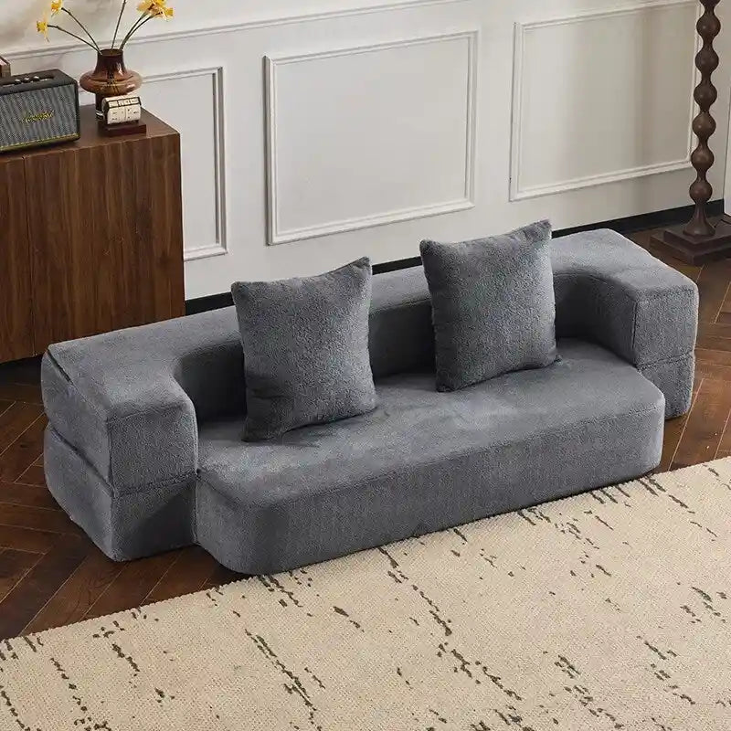 Canapé de sol transformable avec poufs ottomans
