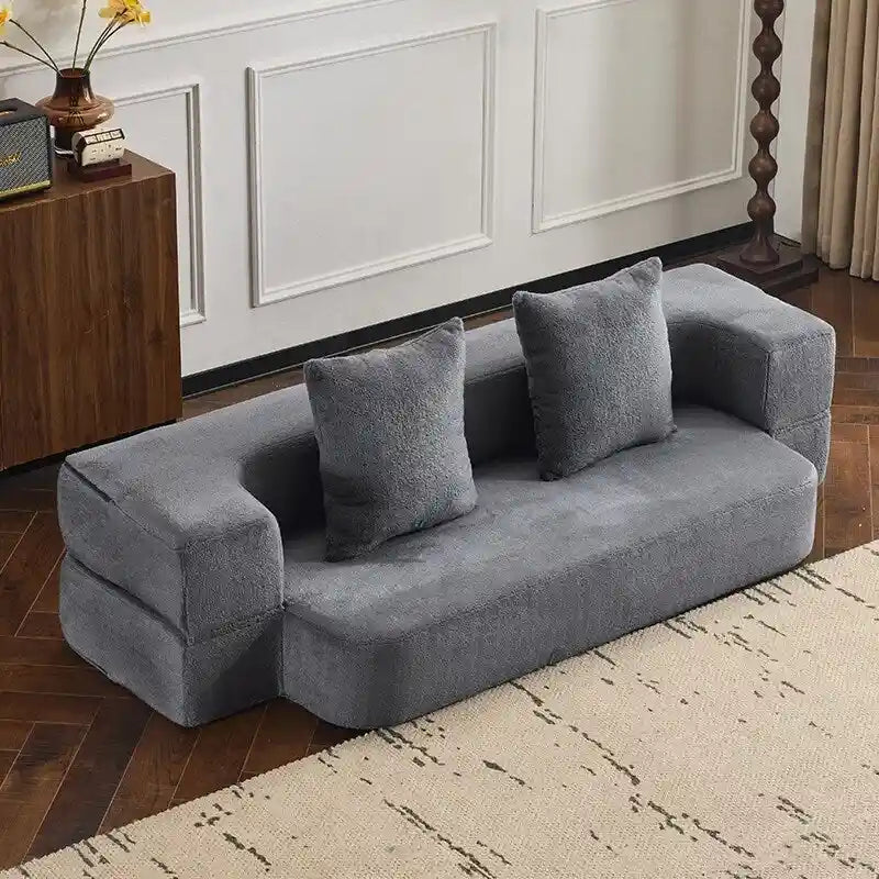 Canapé de sol transformable avec poufs ottomans