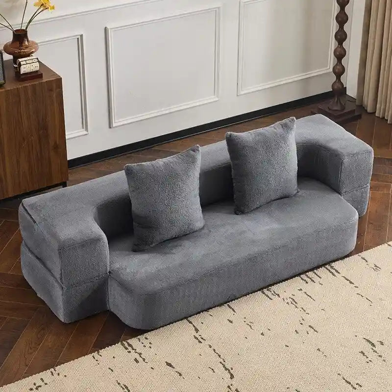 Canapé de sol transformable avec poufs ottomans