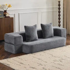 Canapé de sol transformable avec poufs ottomans