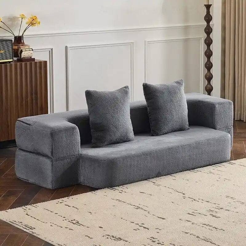 Canapé de sol transformable avec poufs ottomans