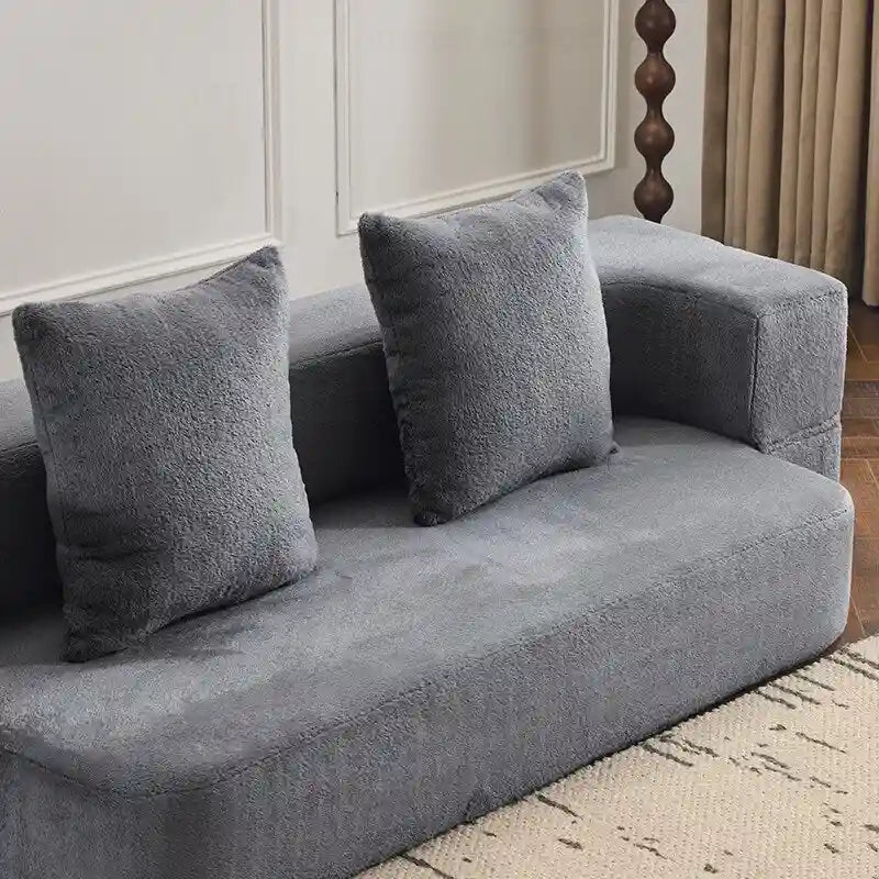 Canapé de sol transformable avec poufs ottomans