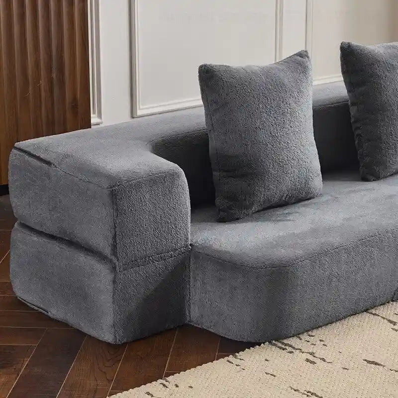 Canapé de sol transformable avec poufs ottomans