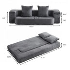 Canapé de sol transformable avec poufs ottomans