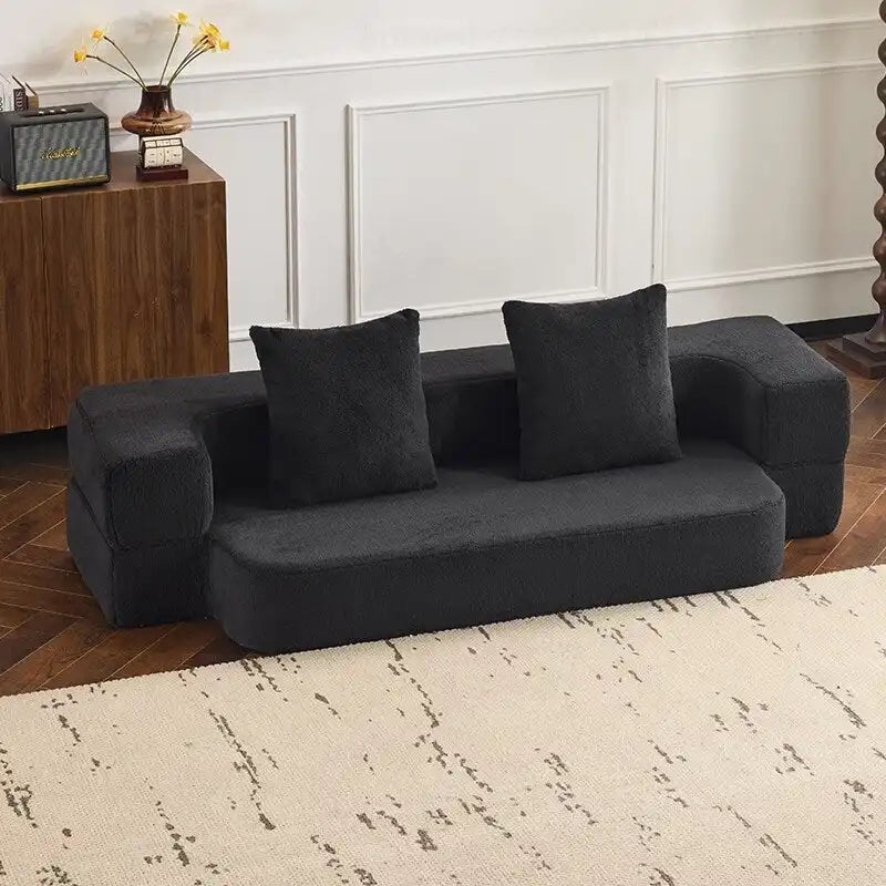 Canapé de sol transformable avec poufs ottomans