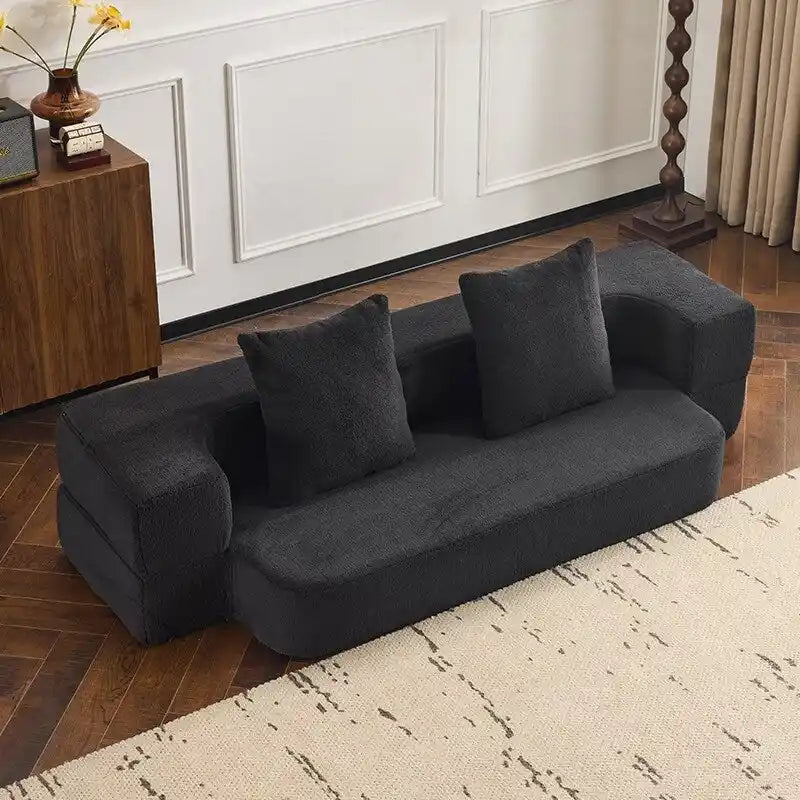 Canapé de sol transformable avec poufs ottomans