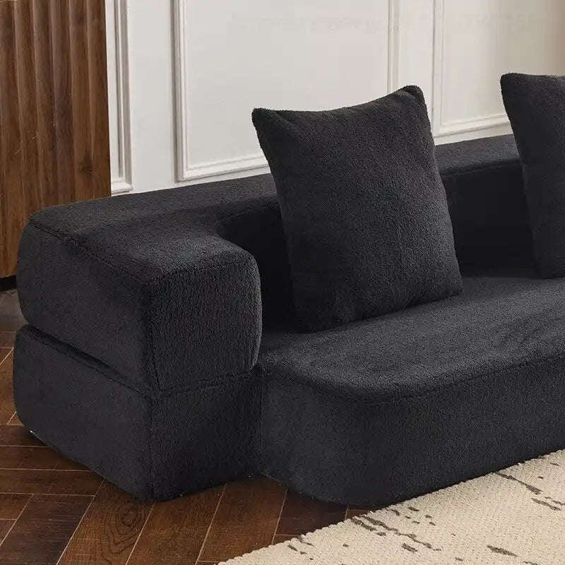 Canapé de sol transformable avec poufs ottomans