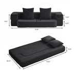 Canapé de sol transformable avec poufs ottomans