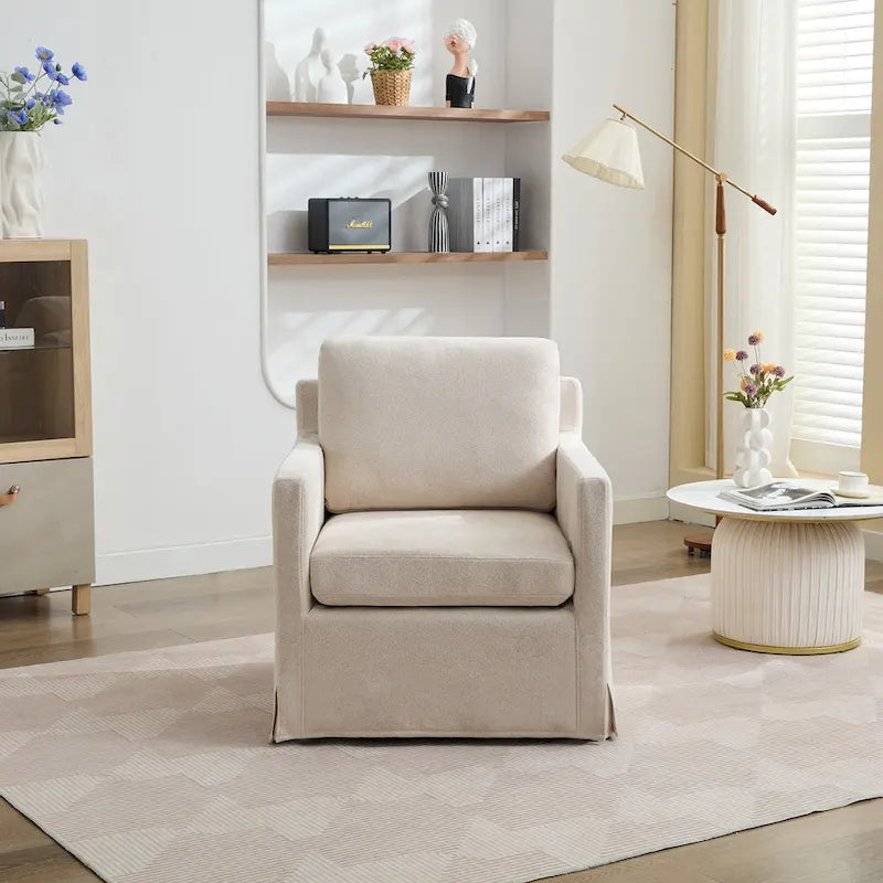 Fauteuil d'appoint pivotant rembourré avec coussin de dossier amovible