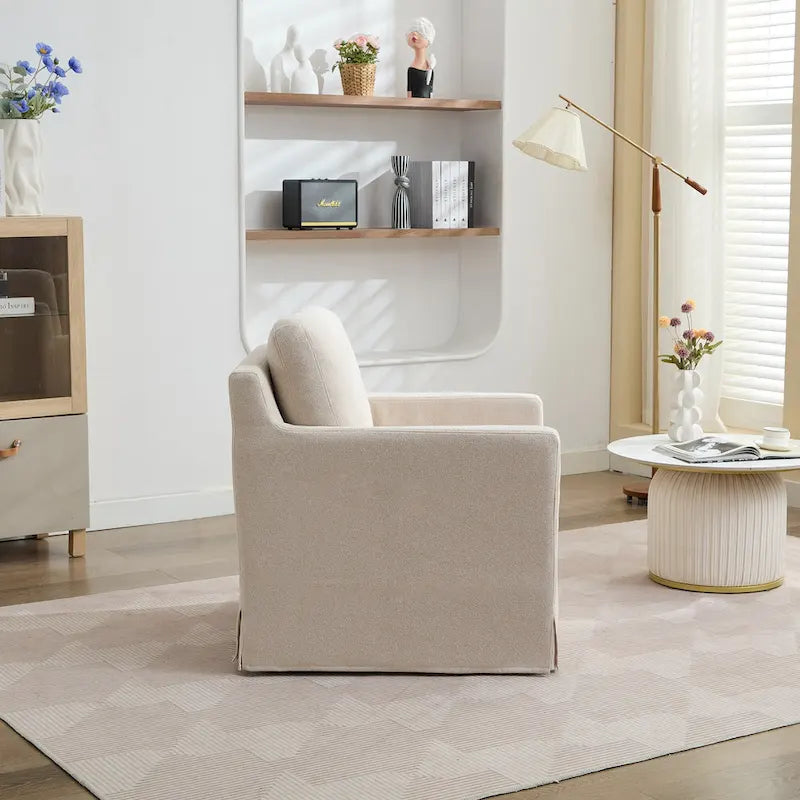 Fauteuil d'appoint pivotant rembourré avec coussin de dossier amovible