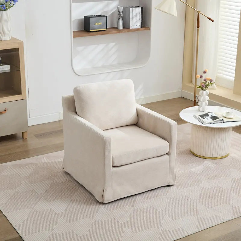 Fauteuil d'appoint pivotant rembourré avec coussin de dossier amovible