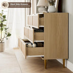 Commode 6 tiroirs avec façades en rotin
