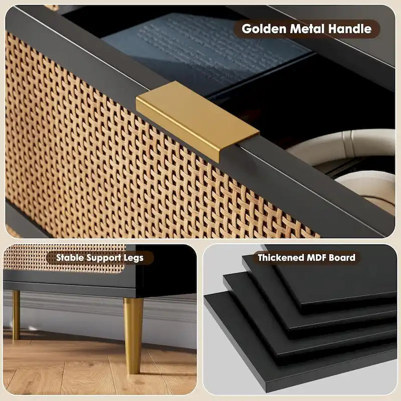 Commode 6 tiroirs avec façades en rotin