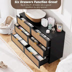 Commode 6 tiroirs avec façades en rotin