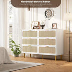 Commode 6 tiroirs avec façades en rotin