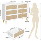 Commode 6 tiroirs avec façades en rotin