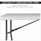 Table pliante 6 pieds portable plastique intérieur extérieur