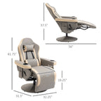 Fauteuil inclinable manuel avec repose-pieds réglable, base pivotante, porte-gobelets et poches de rangement