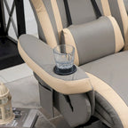 Fauteuil inclinable manuel avec repose-pieds réglable, base pivotante, porte-gobelets et poches de rangement