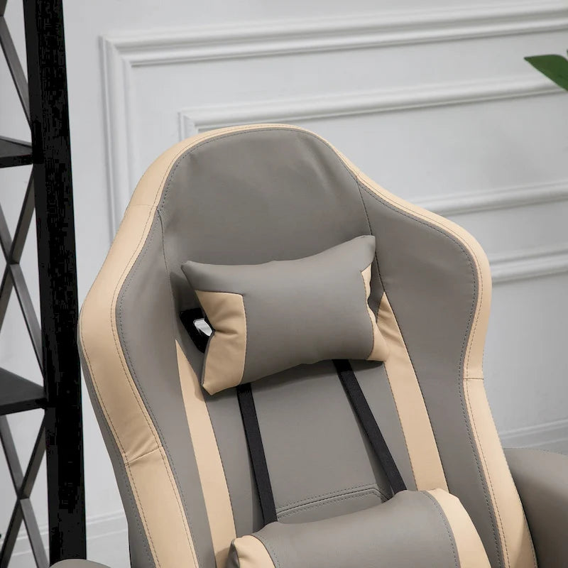 Fauteuil inclinable manuel avec repose-pieds réglable, base pivotante, porte-gobelets et poches de rangement