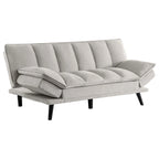 Canapé-lit convertible, tissu capitonné gris clair, pieds noirs, 78 pouces